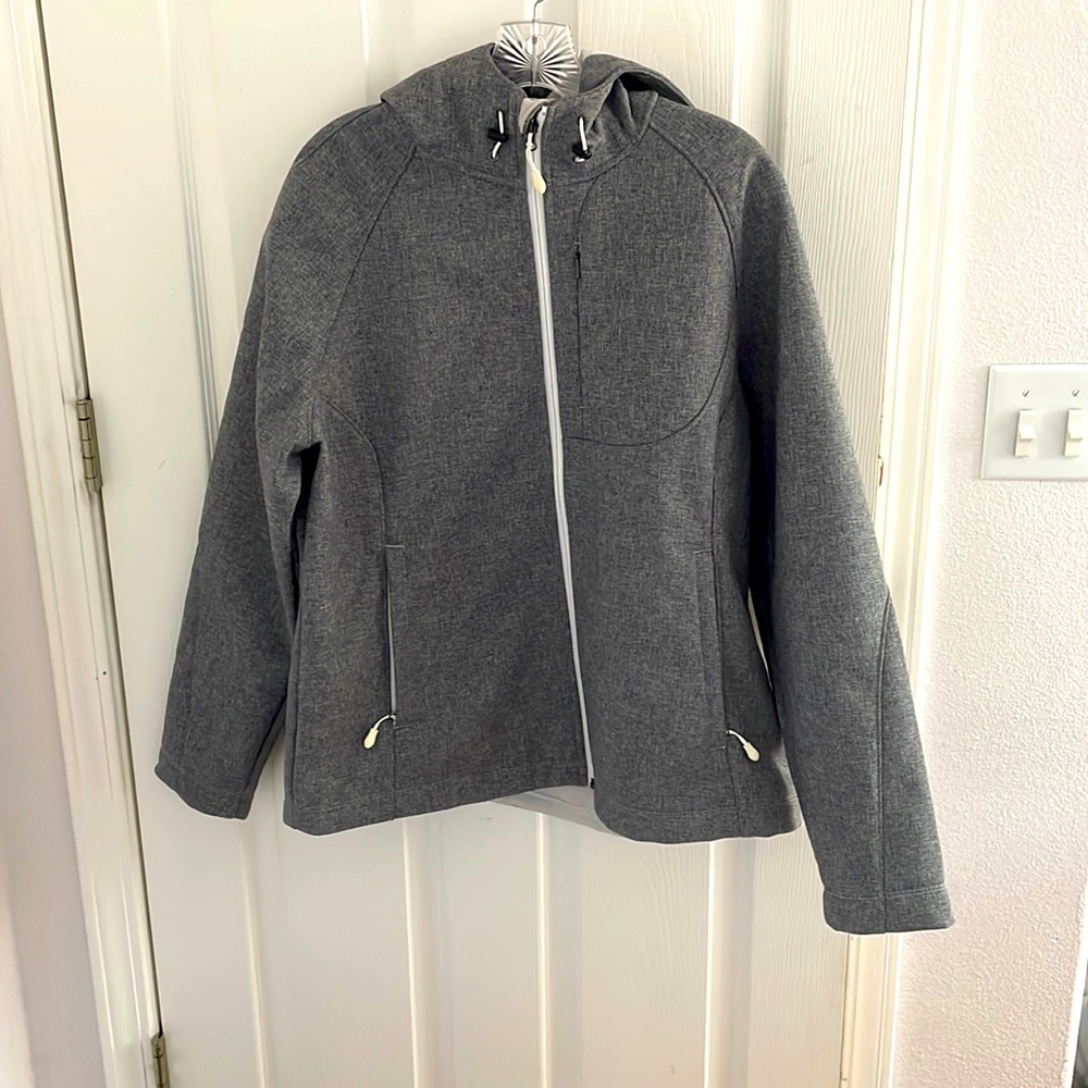 Woman’s soft shell, fleece lined hooded jacket